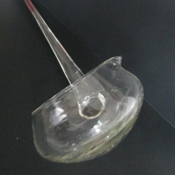 Vtg Mid Century Glass Punch Bowl Ladle Applied Handle 15" Flat Bottom - Picture 9 of 9